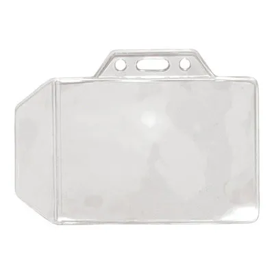 Side Load Horizontal Clear Badge Holder w/ Tuck-in Flap - Qty 100