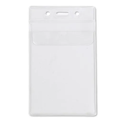 Clear Vertical Badge Holders w/ Fold-over Flap - Qty 100