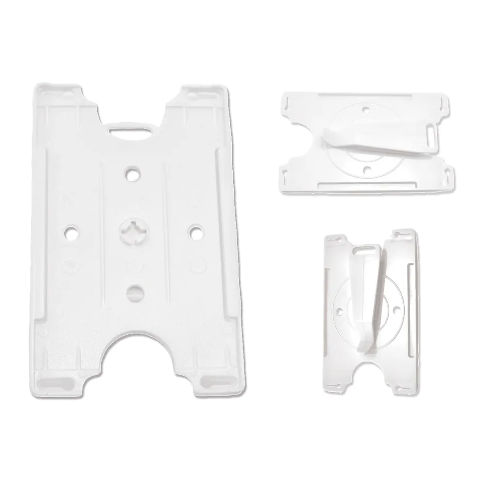 White Rigid Convertible Badge Holder w/ Belt Clip - 50 per pack