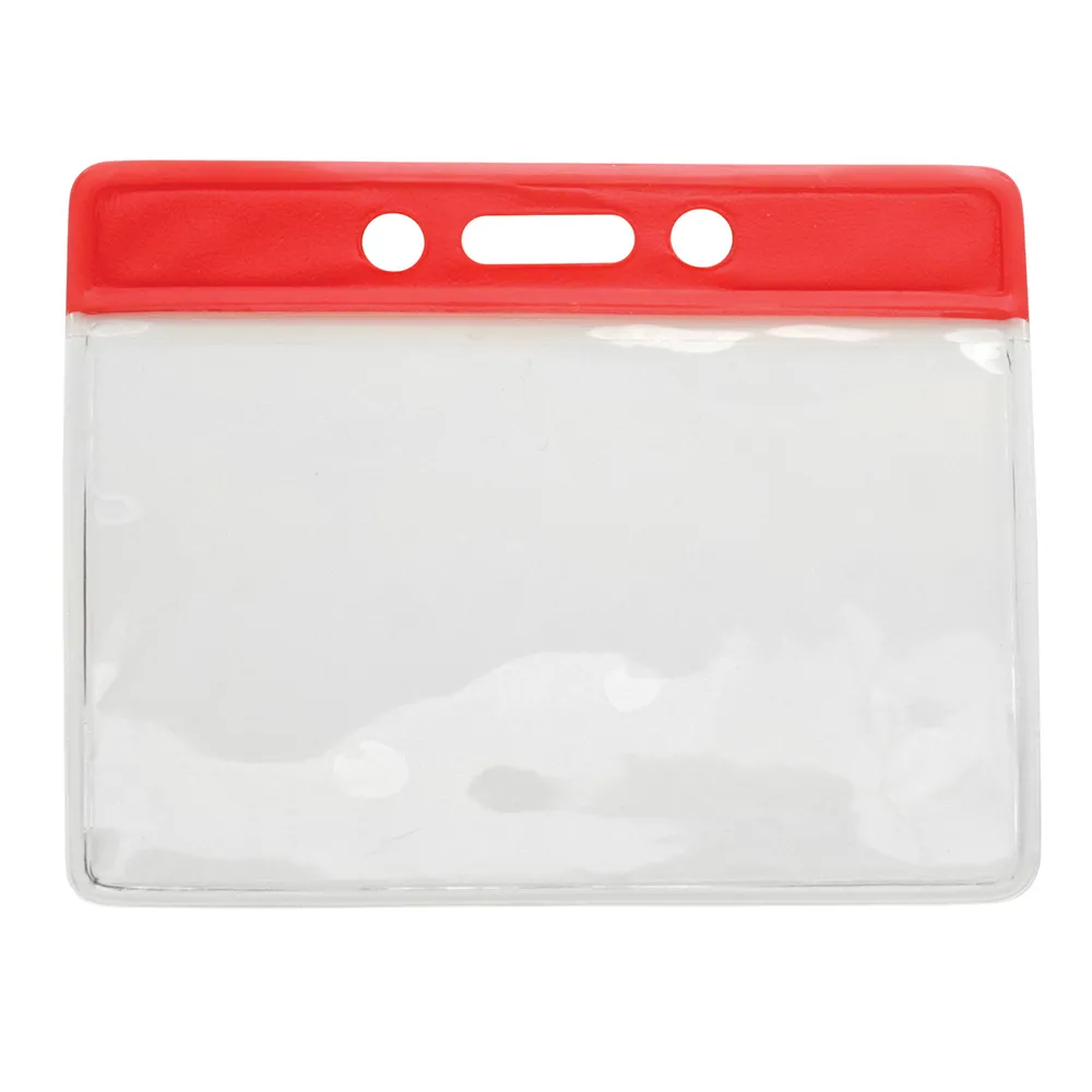 Red Bar - Horizontal - Clear Vinyl Badge Holder - 100 per pack